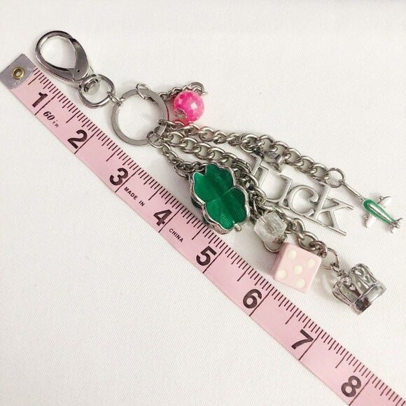 Luck Clover Dice Bag Charm Key Chain - Picture 4 of 6